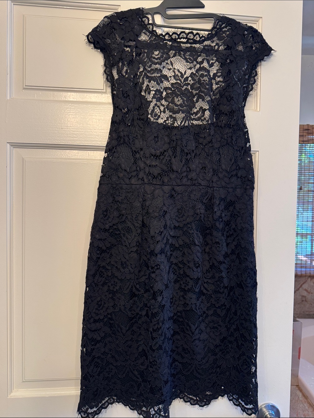 Shoshanna Black Floral Lace Midi Dress